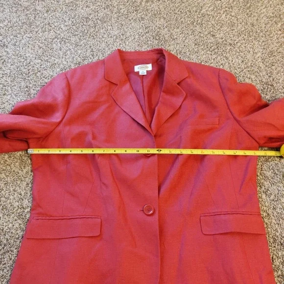 Talbots Women's Blazer Size 14 Linen Silk Red Buttoned Dress Coat. - Picture 4 of 8